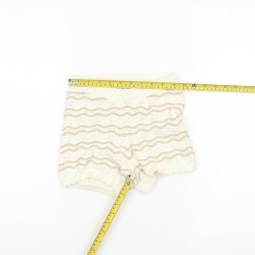 H&M Girls Ivory Knit Cotton Shorts 4-6 Years Casual Lightweight Summer