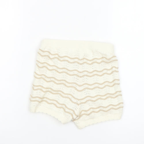 H&M Girls Ivory Knit Cotton Shorts 4-6 Years Casual Lightweight Summer