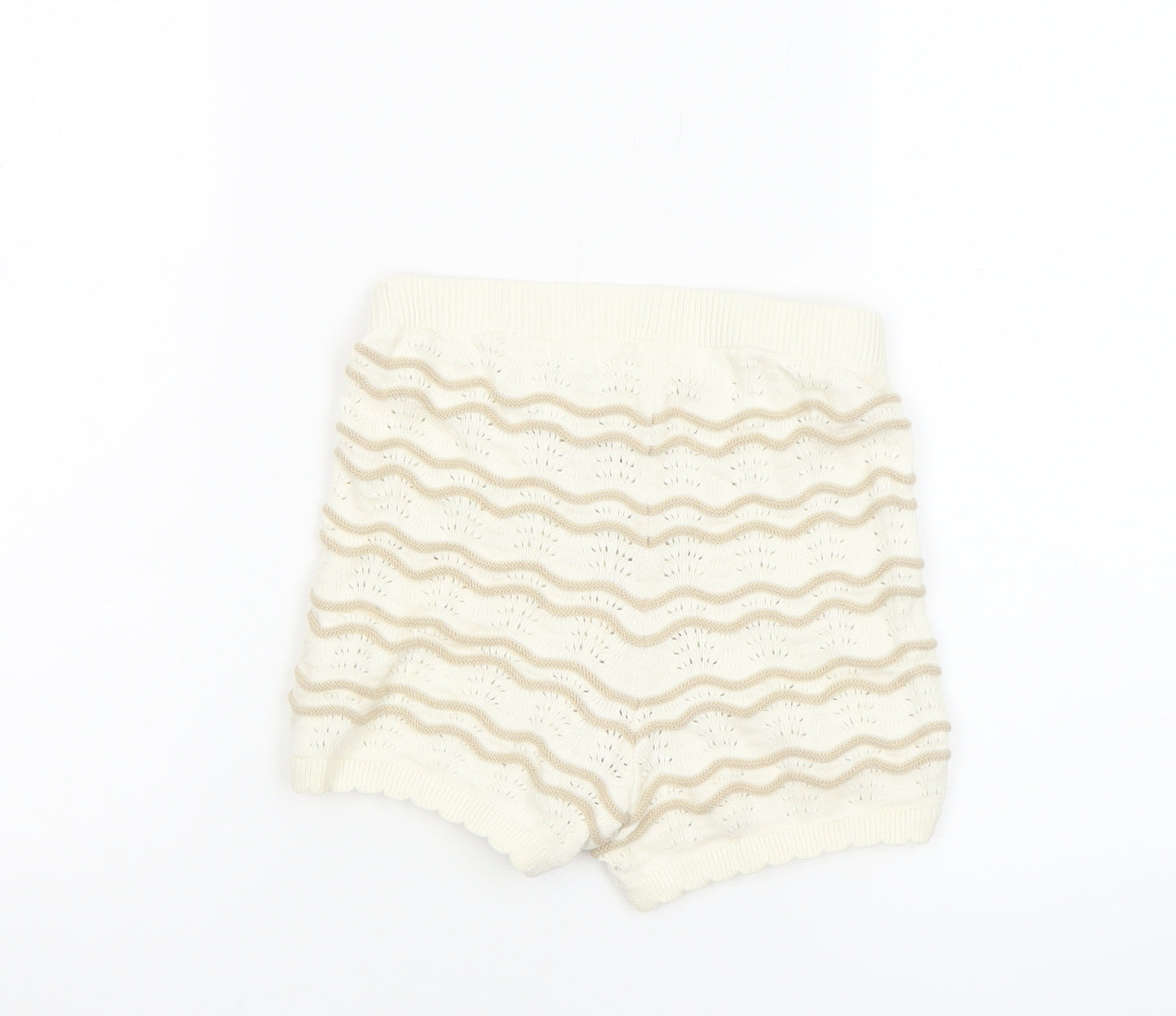 H&M Girls Ivory Knit Cotton Shorts 4-6 Years Casual Lightweight Summer