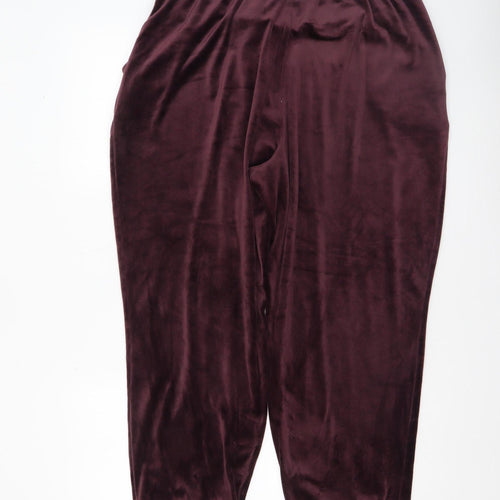 Magaschoni Women's Purple Velour Jogger Trousers XL
