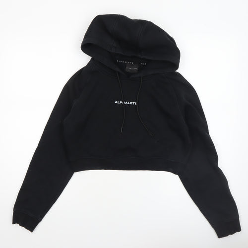 Alphalete Women's Black Crop Hoodie Small Cotton Blend Pullover
