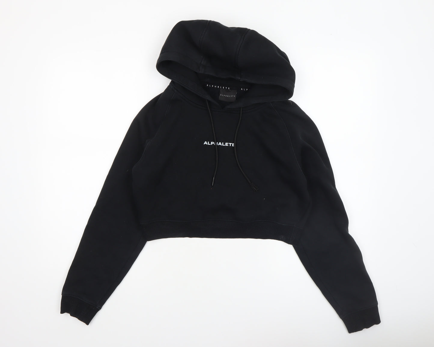 Alphalete Women's Black Crop Hoodie Small Cotton Blend Pullover
