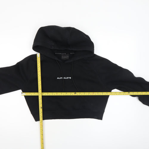 Alphalete Women's Black Crop Hoodie Small Cotton Blend Pullover