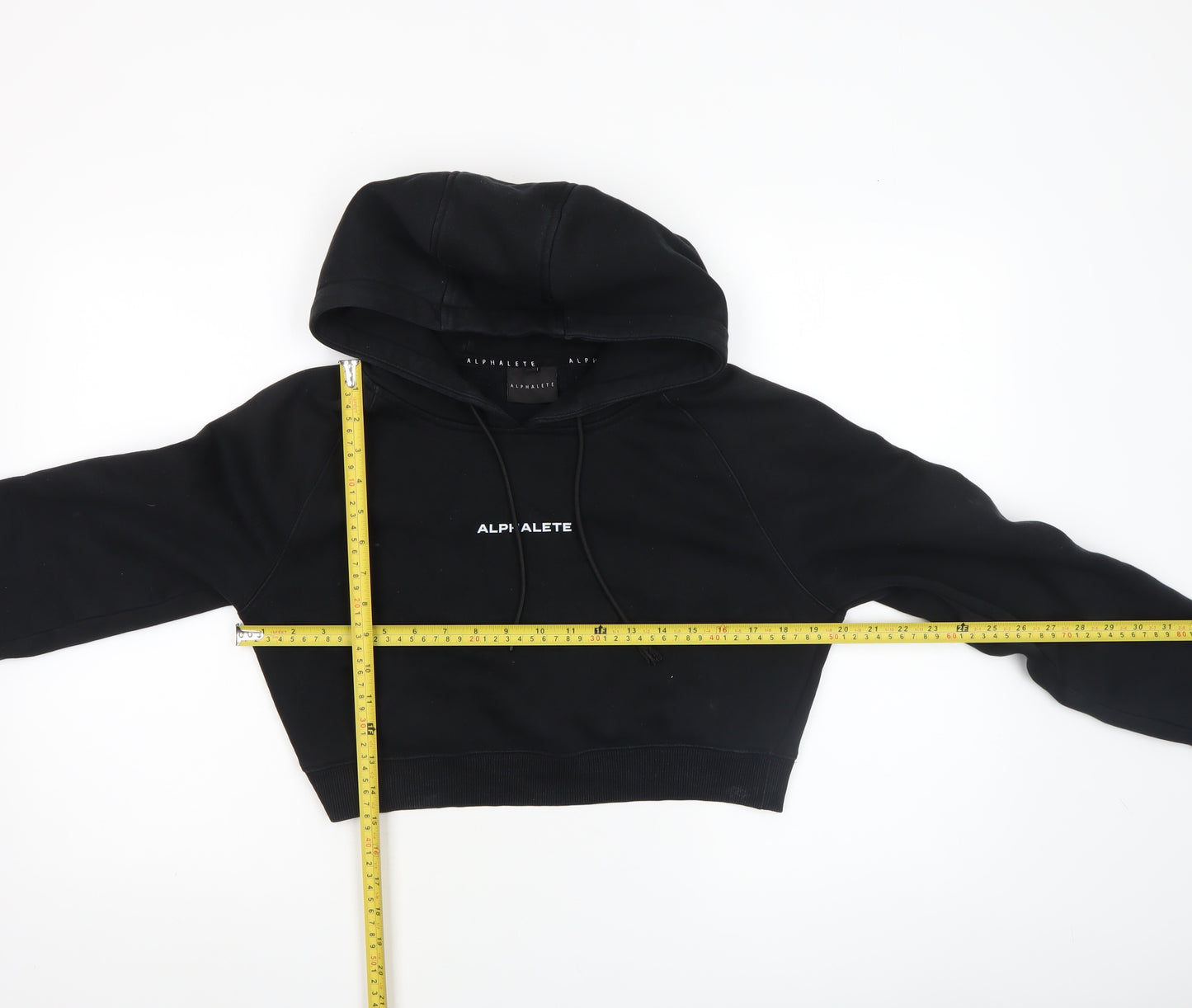 Alphalete Women's Black Crop Hoodie Small Cotton Blend Pullover