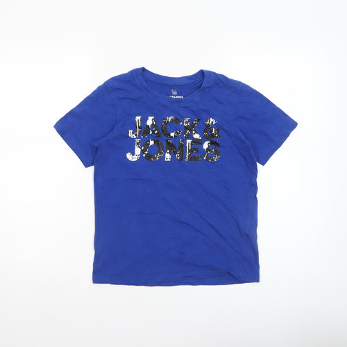 Jack & Jones Boys Blue Sequin Logo Short Sleeve T-Shirt 12 Years