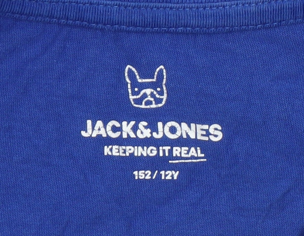 Jack & Jones Boys Blue Sequin Logo Short Sleeve T-Shirt 12 Years