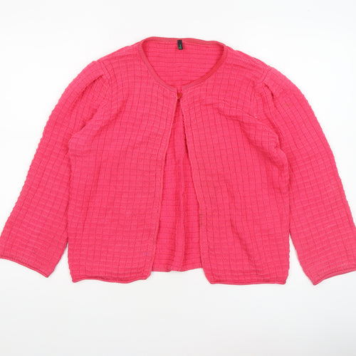 Benetton Women’s Pink Waffle-Knit Cotton Cardigan L