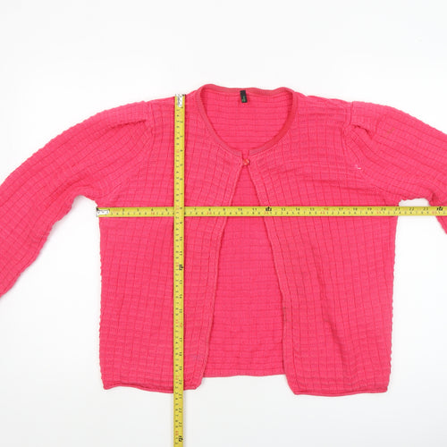Benetton Women’s Pink Waffle-Knit Cotton Cardigan L