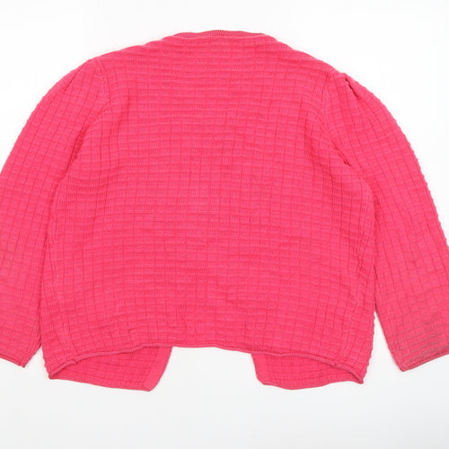 Benetton Women’s Pink Waffle-Knit Cotton Cardigan L