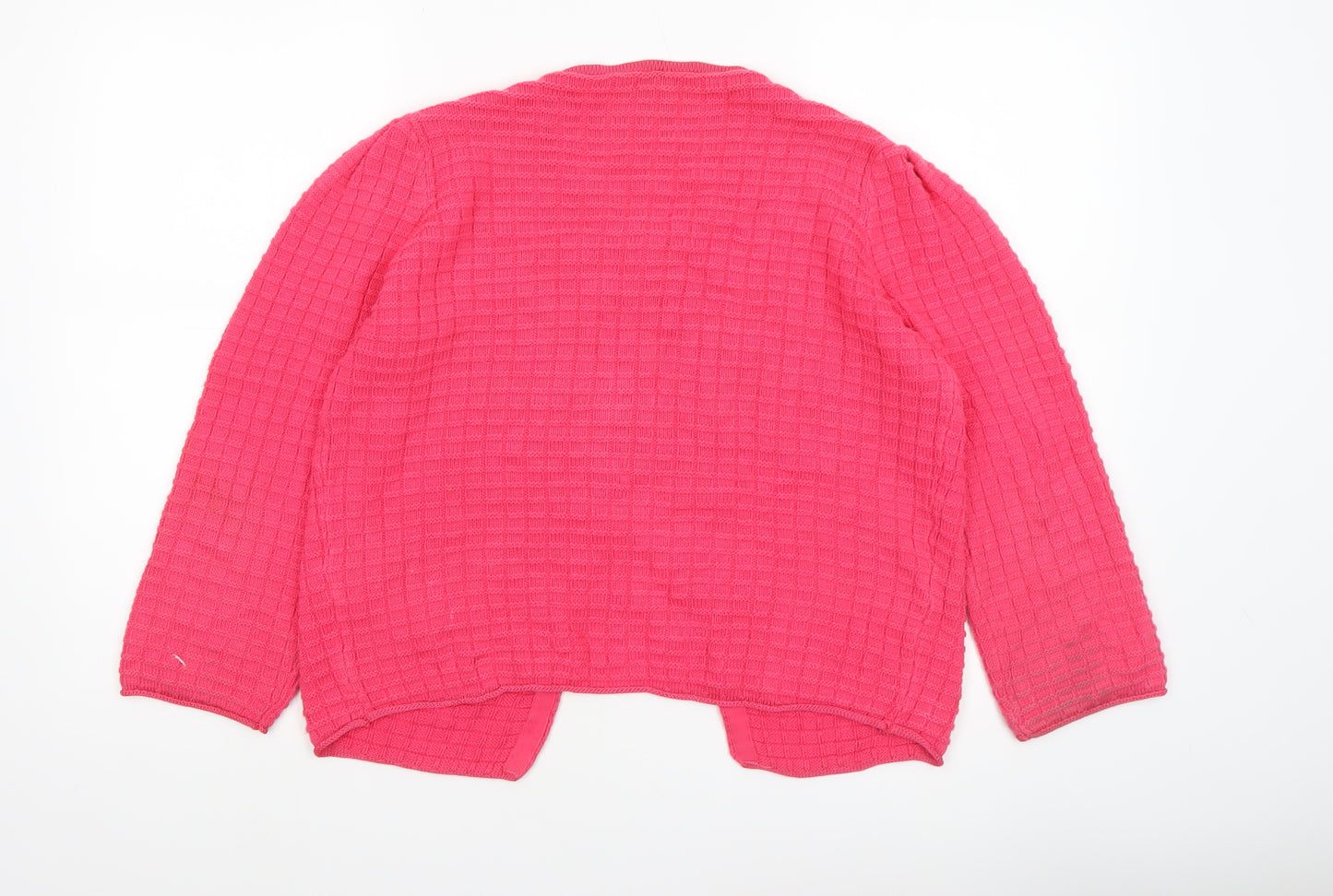 Benetton Women’s Pink Waffle-Knit Cotton Cardigan L