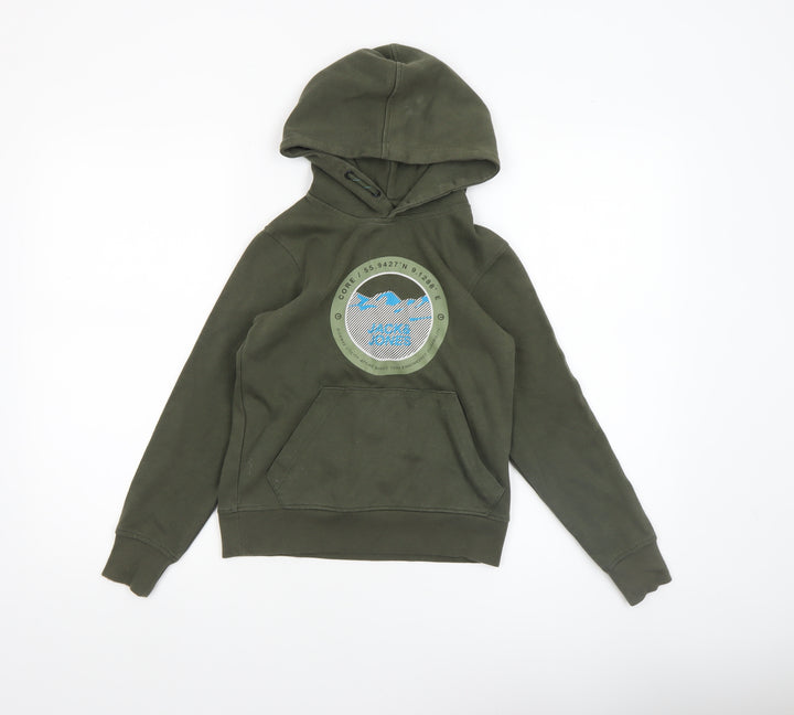 Jack & Jones Boys Green Pullover Hoodie Size 140 Cotton Blend Casual