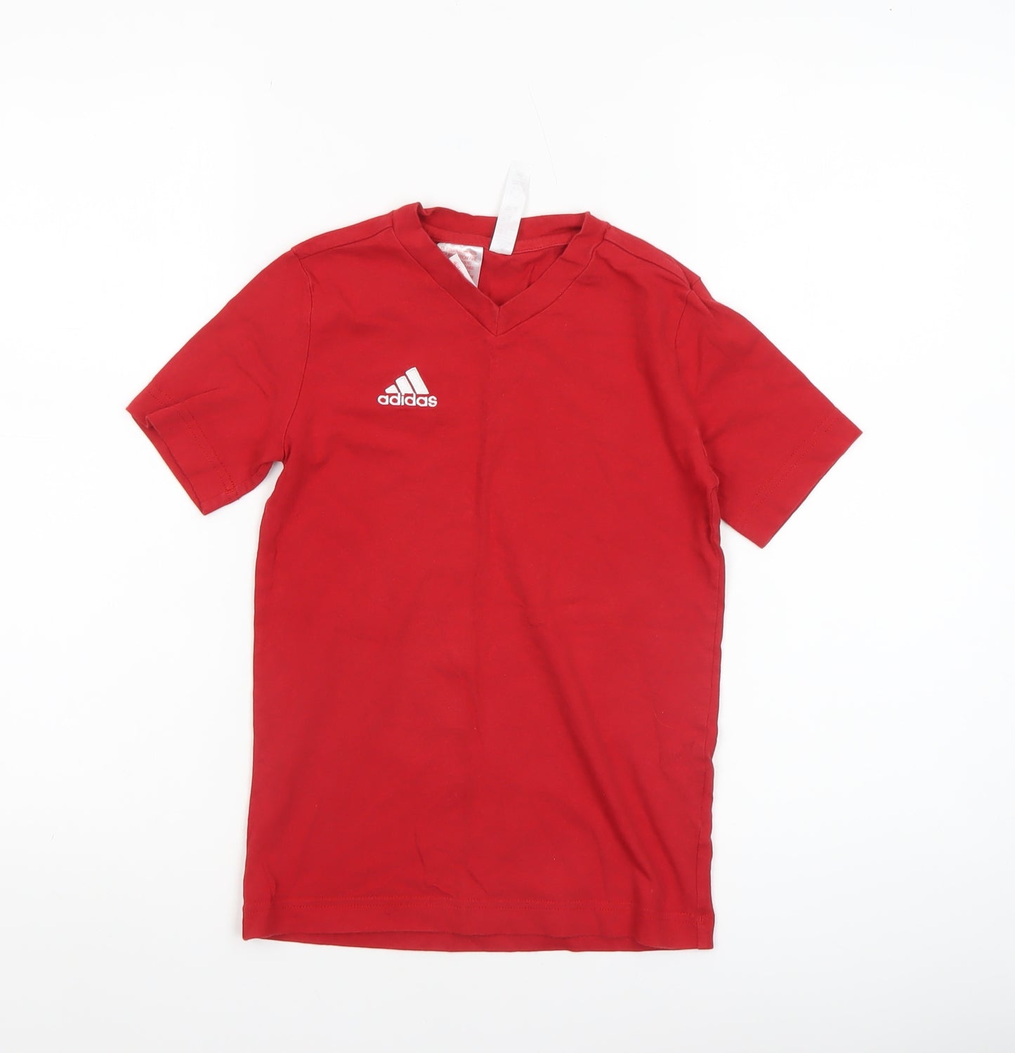 Adidas Boys Red V-Neck Short Sleeve Cotton Sports T-Shirt 9-10 Years