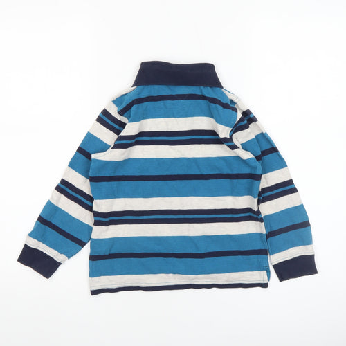 Tommy Hilfiger Boys Blue Striped Long Sleeve Polo Shirt Size 6 Cotton