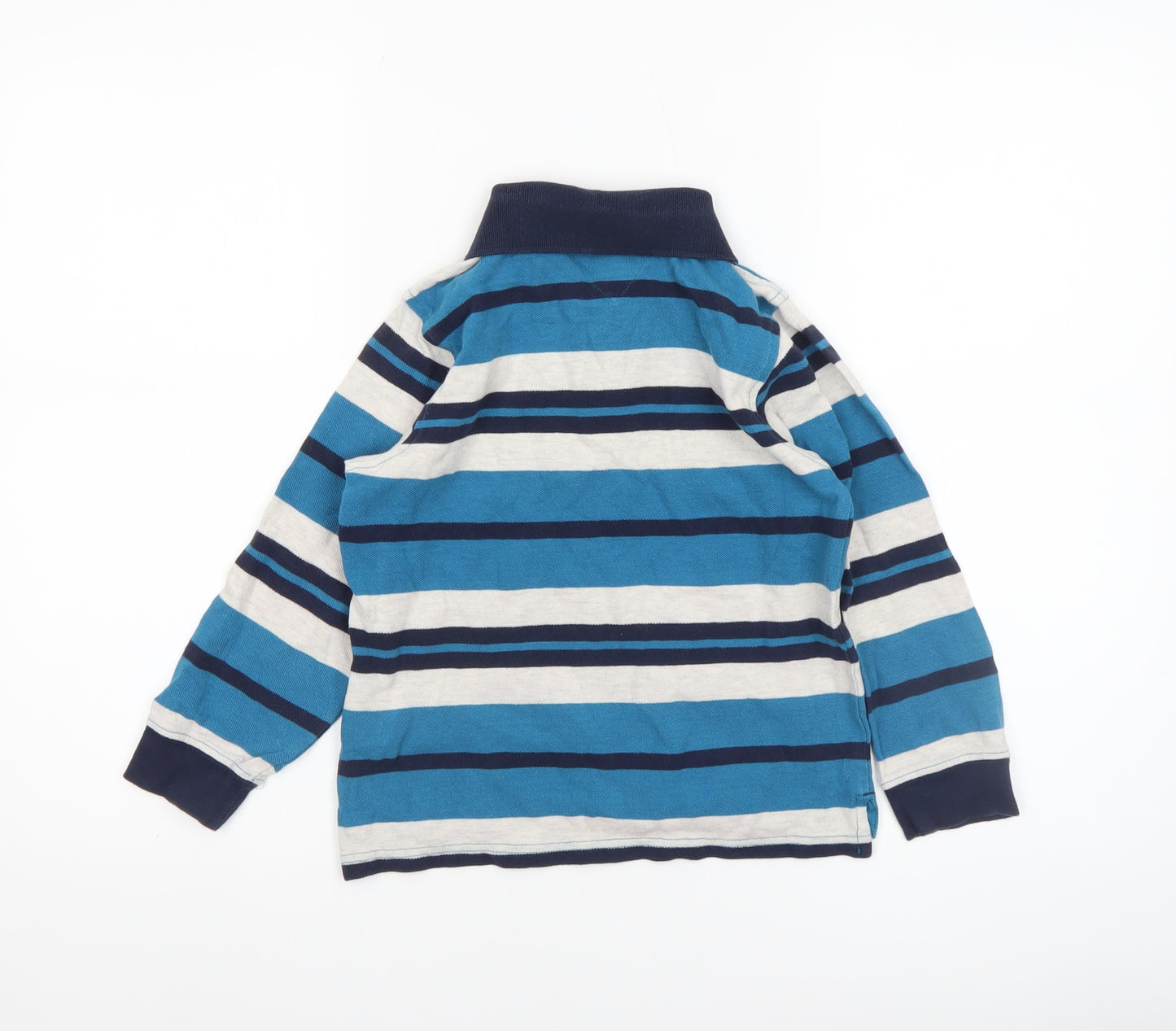 Tommy Hilfiger Boys Blue Striped Long Sleeve Polo Shirt Size 6 Cotton