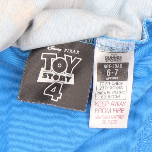 Dunnes Stores Boys Blue Toy Story 4 Short Sleeve Cotton T-Shirt 6-7 Years