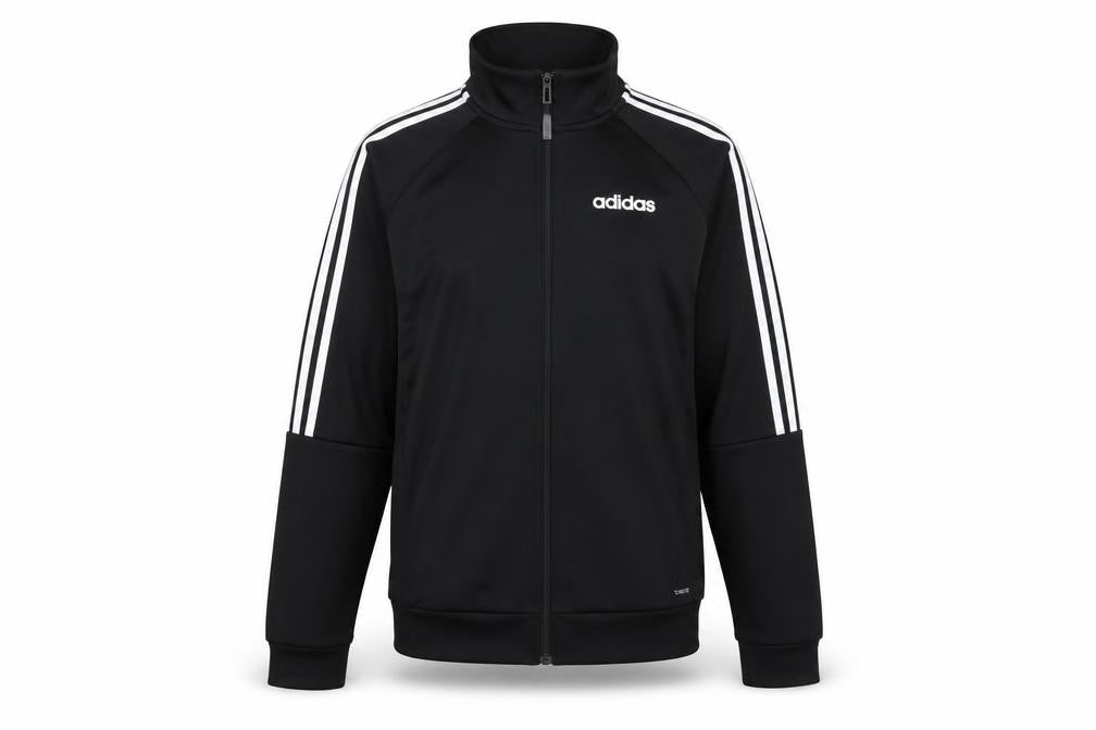 Front view of adidas Men's Black Full Zip Sports Jacket, size S, Regular Fit