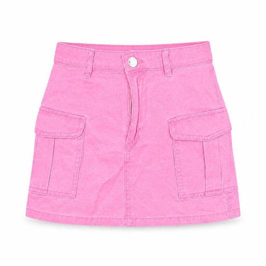 Front view of Primark Teens Pink Cotton Cargo Short Skirt 7-8 YRS