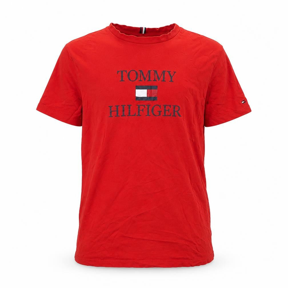 Tommy Hilfiger Boys Red Logo Cotton T-Shirt Size 164 Regular Fit