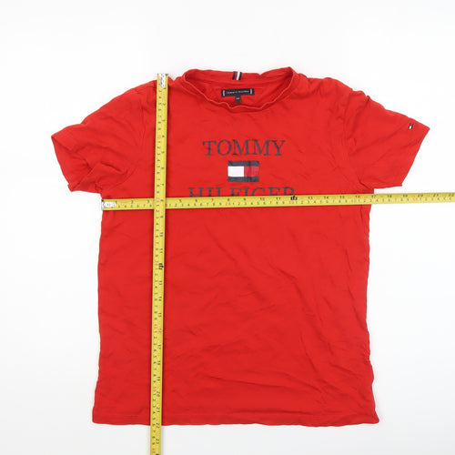 Tommy Hilfiger Boys Red Logo Cotton T-Shirt Size 164 Regular Fit