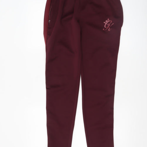 GK Mens Burgundy Joggers Medium Polyester Blend Comfortable Fit