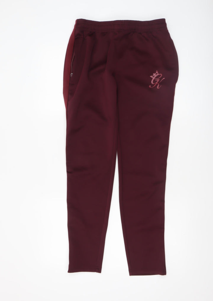 GK Mens Burgundy Joggers Medium Polyester Blend Comfortable Fit