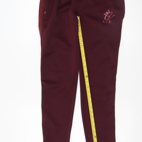 GK Mens Burgundy Joggers Medium Polyester Blend Comfortable Fit