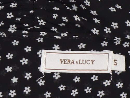 Vera & Lucy Women's Black Floral Ruched Bodycon Dress Size S