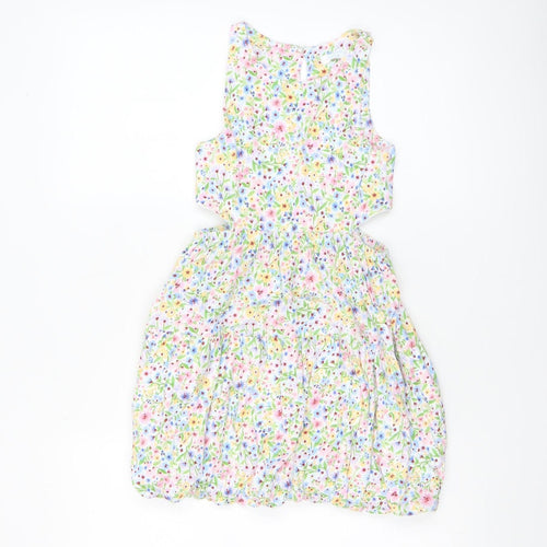 Leigh Tucker Willow Girls Multicoloured Floral Cotton Sleeveless A-Line Dress 8-9 Years