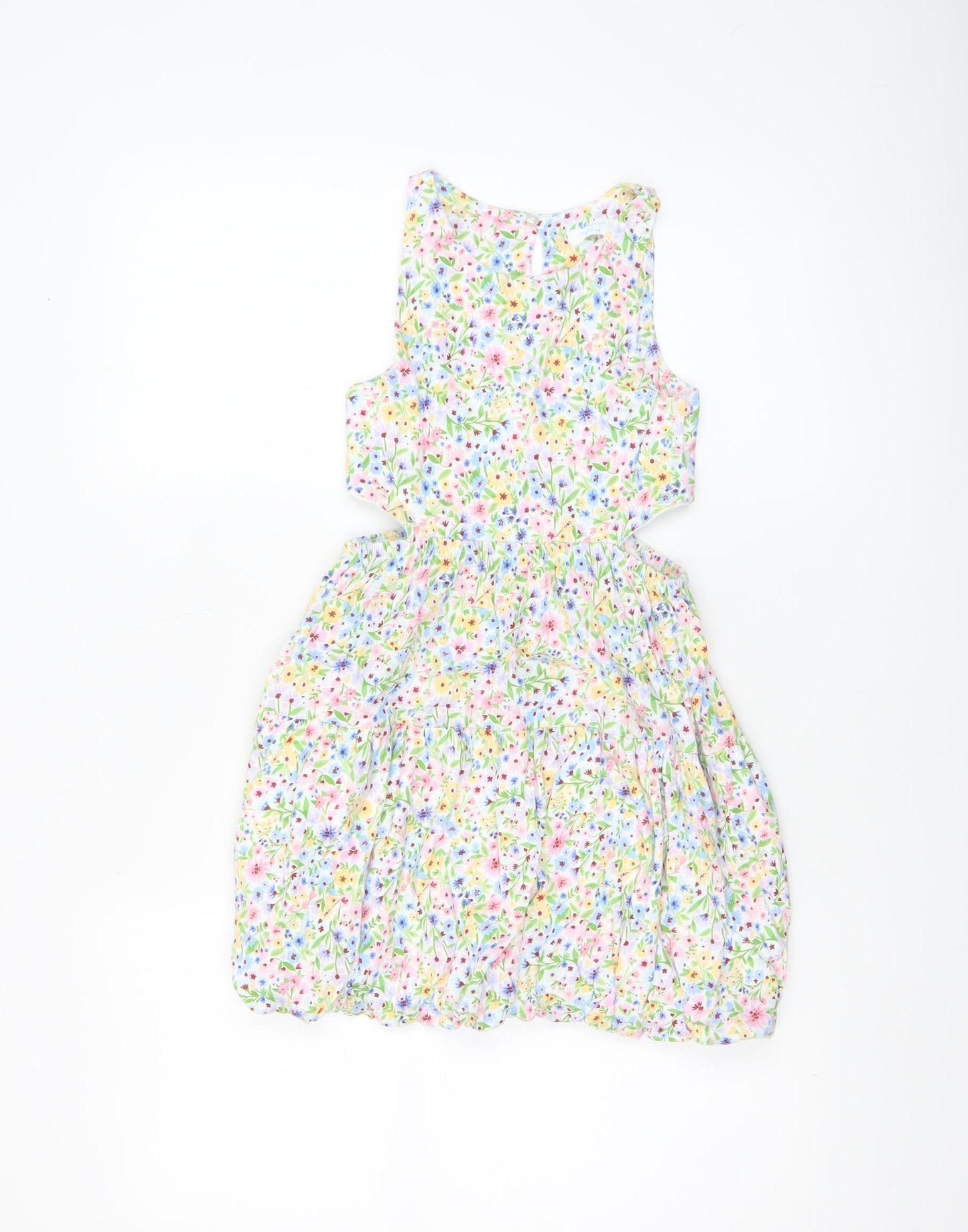 Leigh Tucker Willow Girls Multicoloured Floral Cotton Sleeveless A-Line Dress 8-9 Years