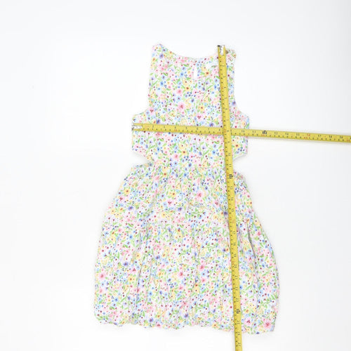 Leigh Tucker Willow Girls Multicoloured Floral Cotton Sleeveless A-Line Dress 8-9 Years