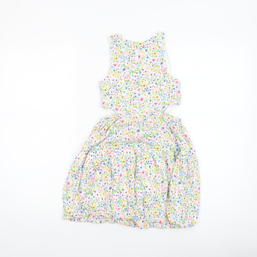 Leigh Tucker Willow Girls Multicoloured Floral Cotton Sleeveless A-Line Dress 8-9 Years