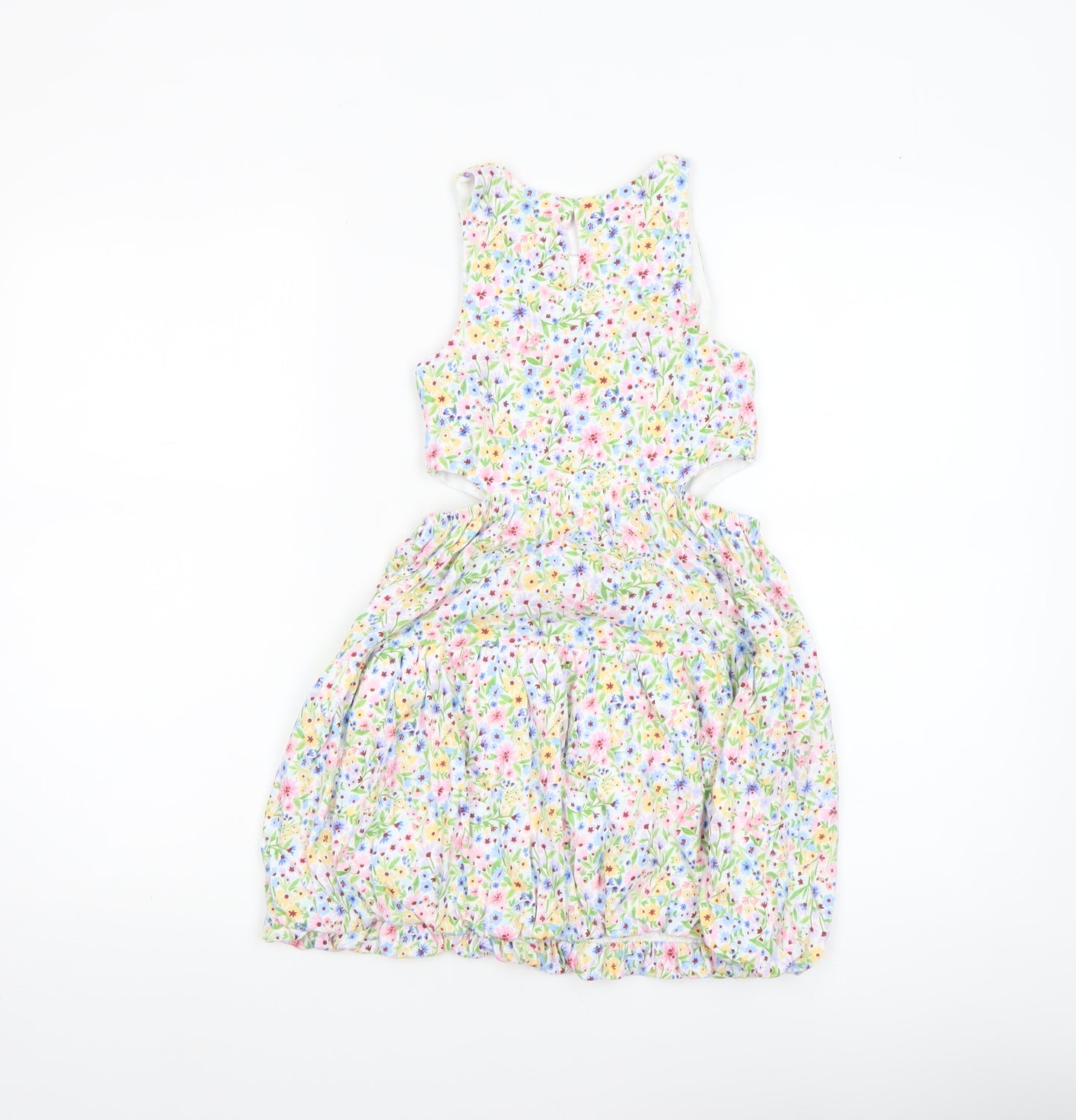 Leigh Tucker Willow Girls Multicoloured Floral Cotton Sleeveless A-Line Dress 8-9 Years
