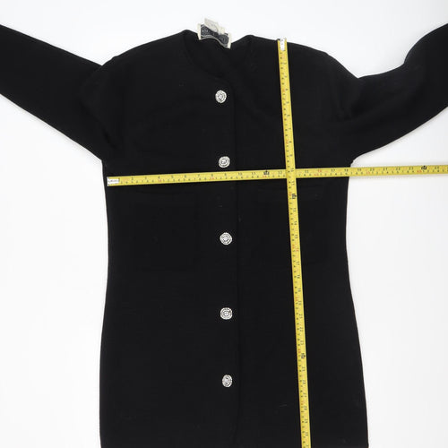 Adrienne Vittadini Women's Black Wool Cardigan L Classic Long Sleeve