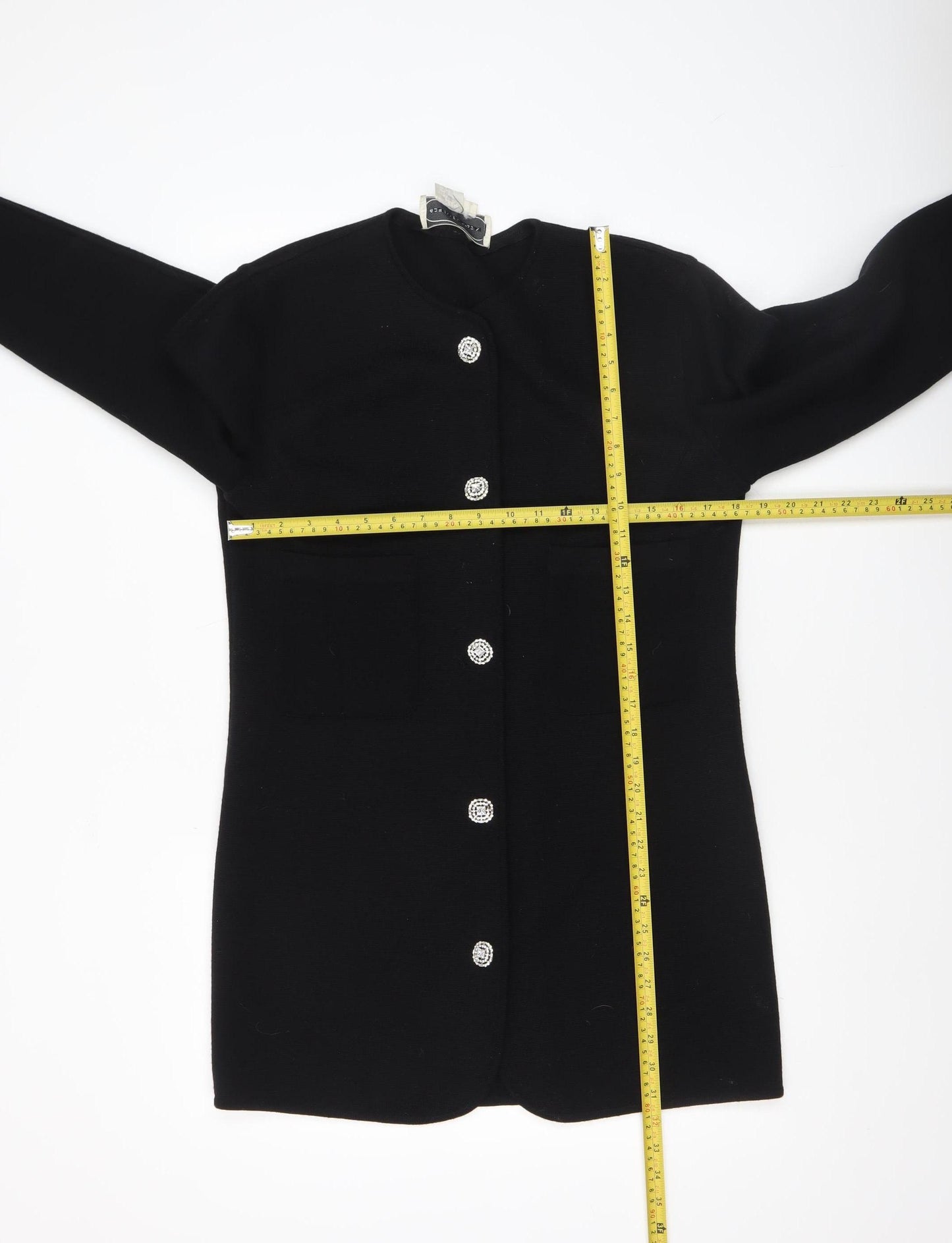 Adrienne Vittadini Women's Black Wool Cardigan L Classic Long Sleeve