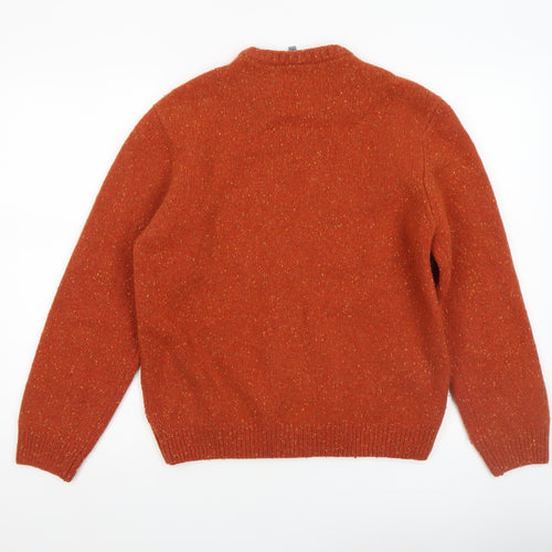 Peter Gribby Women's Orange Lambswool Cable-Knit Jumper L