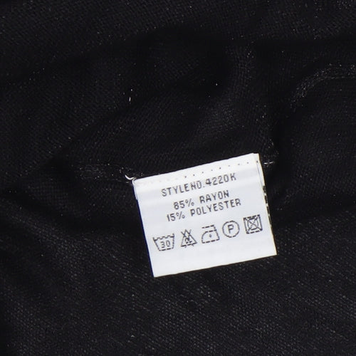 Reflections Womens Black V-Neck Long Sleeve Pullover Jumper Size S