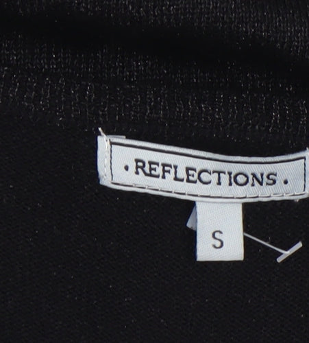 Reflections Womens Black V-Neck Long Sleeve Pullover Jumper Size S