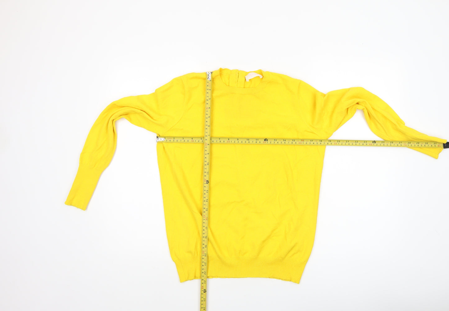 Savida Women's Yellow Crew Neck Long Sleeve Pullover Jumper Size 14