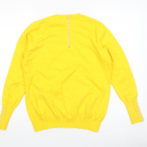 Savida Women's Yellow Crew Neck Long Sleeve Pullover Jumper Size 14