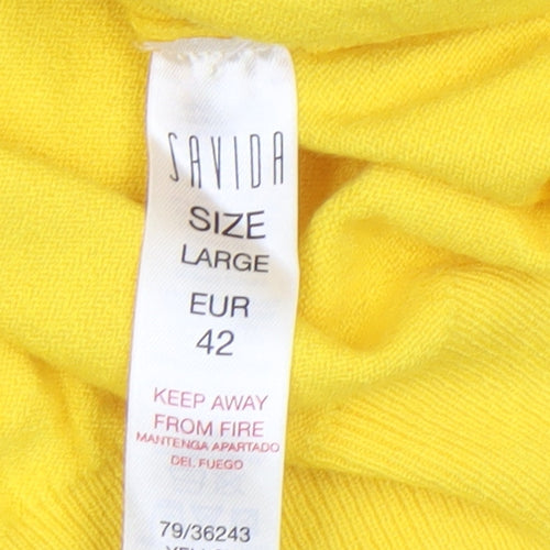 Savida Women's Yellow Crew Neck Long Sleeve Pullover Jumper Size 14