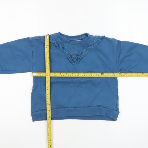 Compañía Fantástica Girls Blue Cotton Ruffle Crew Neck Sweatshirt 6 Years