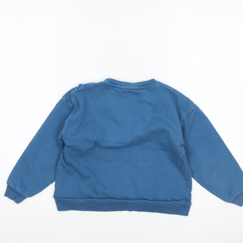 Compañía Fantástica Girls Blue Cotton Ruffle Crew Neck Sweatshirt 6 Years