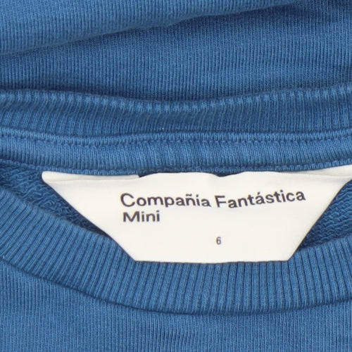Compañía Fantástica Girls Blue Cotton Ruffle Crew Neck Sweatshirt 6 Years