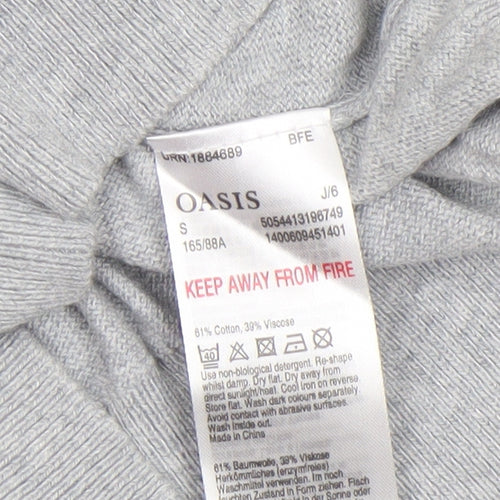 Oasis Women’s Grey Heart Crew Neck Cotton Jumper Size S