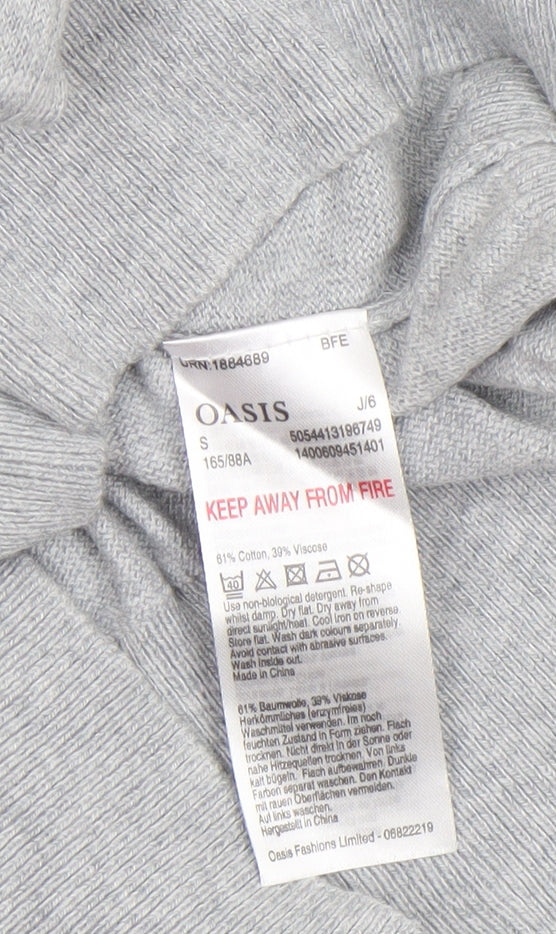 Oasis Women’s Grey Heart Crew Neck Cotton Jumper Size S