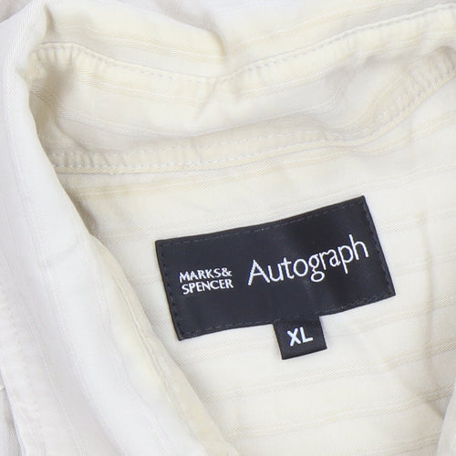 Marks and Spencer Autograph Men's Beige XL Short Sleeve Button-Up Shirt