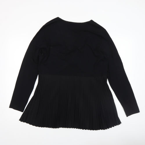Gerry Weber Women Black Beaded Pleated Tunic Blouse Size 16