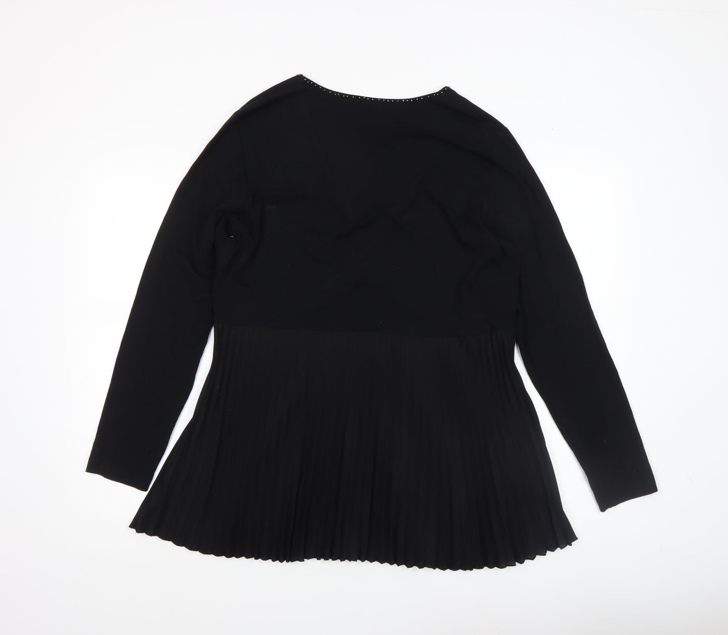 Gerry Weber Women Black Beaded Pleated Tunic Blouse Size 16