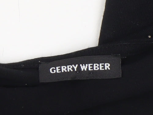 Gerry Weber Women Black Beaded Pleated Tunic Blouse Size 16