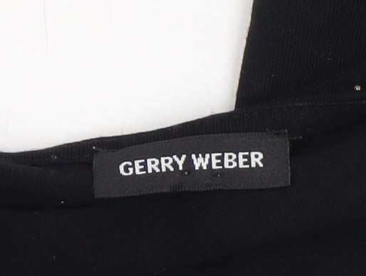 Gerry Weber Women Black Beaded Pleated Tunic Blouse Size 16